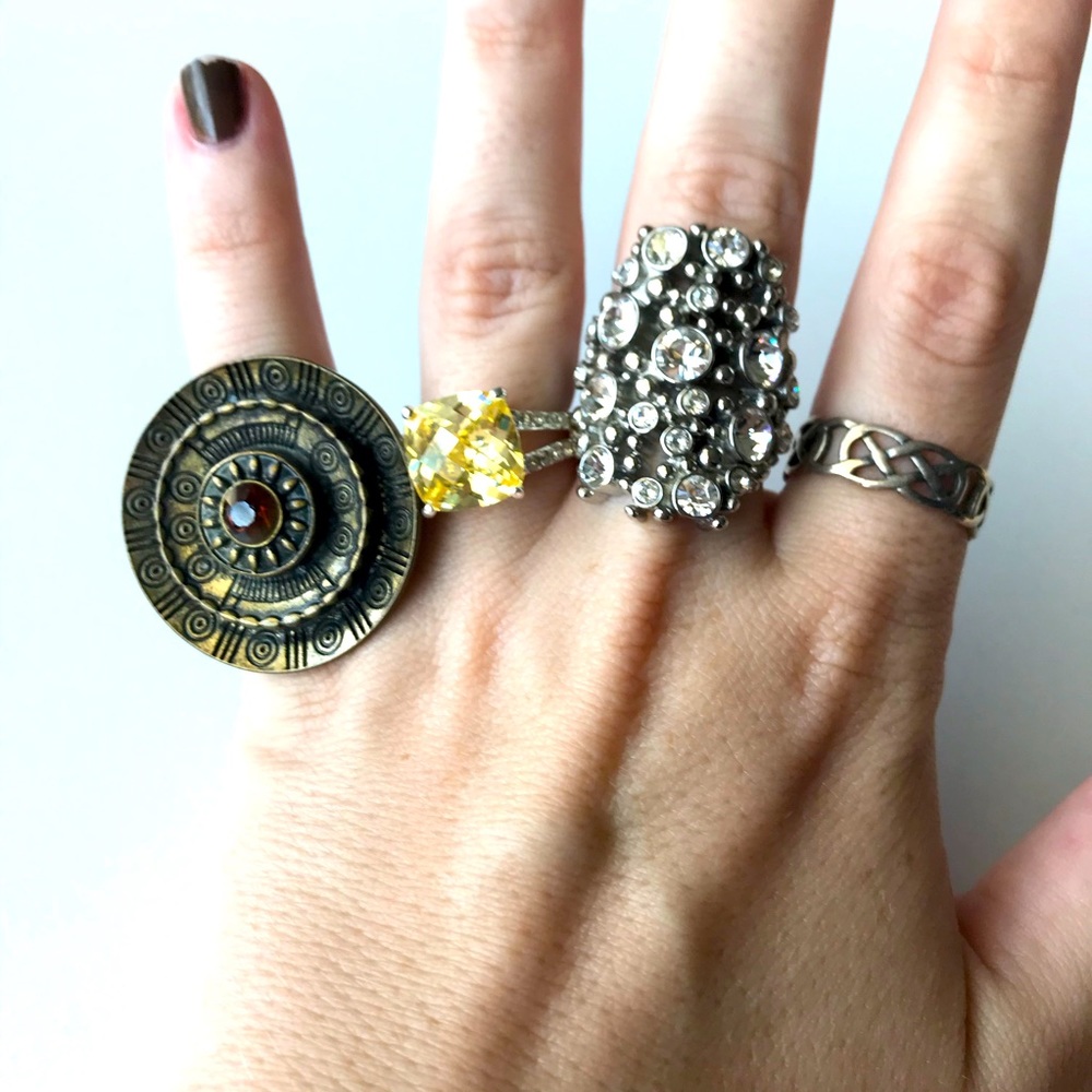 size 8.5 rings set, bling statement look
